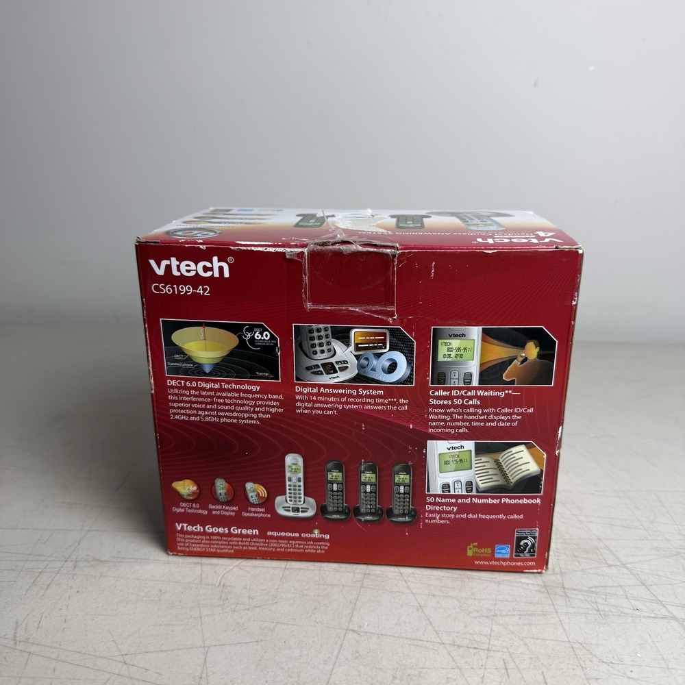 VTech Cs6199-42 4 Handset Cordless Answering System With Caller Id/call Waiting - Picture 3 of 5